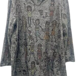 Ali Miles Gray Abstract Print Tunic